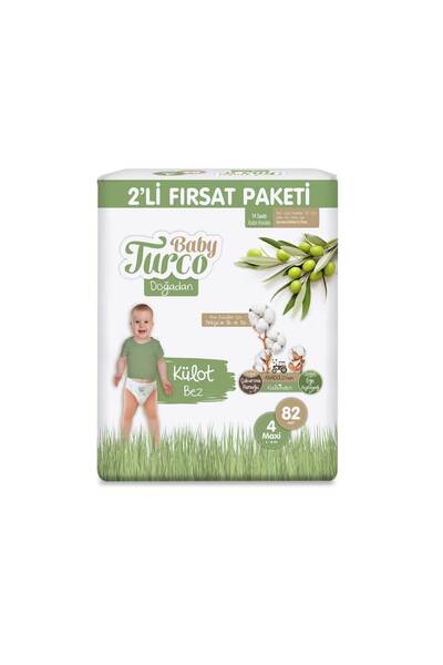 Baby Turco Doğadan 2'li Fırsat Paketi Külot Bez 4 Numara Maxi 82 Adet