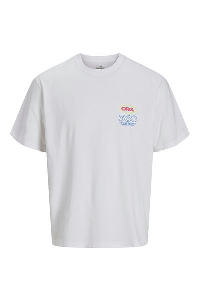 Jack & Jones Ανδρικό λευκό/Χαβάης μπλουζάκι Jack Jones - Jorcompact, Ss Crew Neck, 12275397 -99
