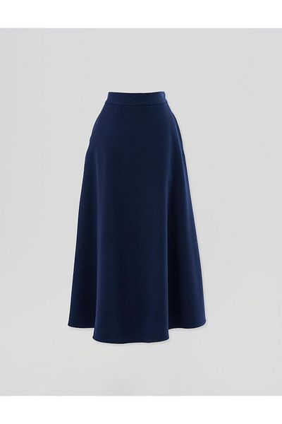 Kayra Fusta evazată cu model în oase de pește, bleumarin