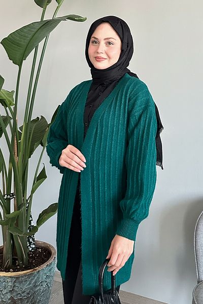 InStyle Σμαραγδένια πράσινη βελούδινη πλεκτή ζακέτα