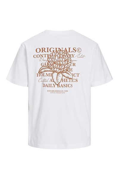 Jack & Jones Ανδρικό λευκό μπλουζάκι Jack Jones Jorlingston Type Graphic Back Tee Ss Cn 12273004 -01