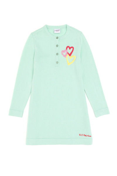 U.S. Polo Assn. Kız Çocuk Su Yeşili Triko Elbise 50297180-VR048