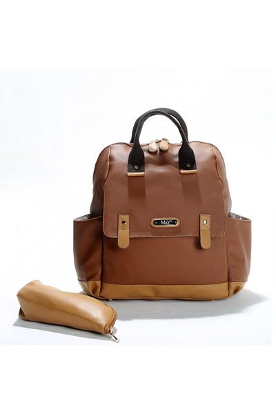 MY Collection M&Y Holifera Tan Leather Baby Care Backpack 7260