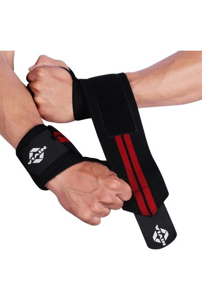 Nivia Weight Lifting Wrist Support |Black/Red, Free Size - Adjustable with Velcro & Thumb Loop Strap