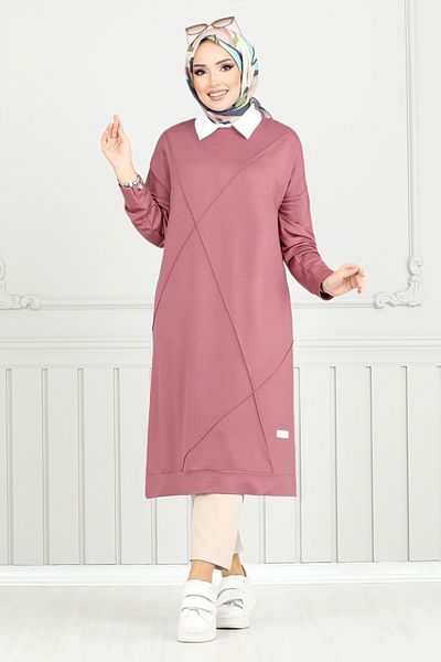 ModaMerve Dusty Rose Crest Detailed Tunic 2696Ayd969-M