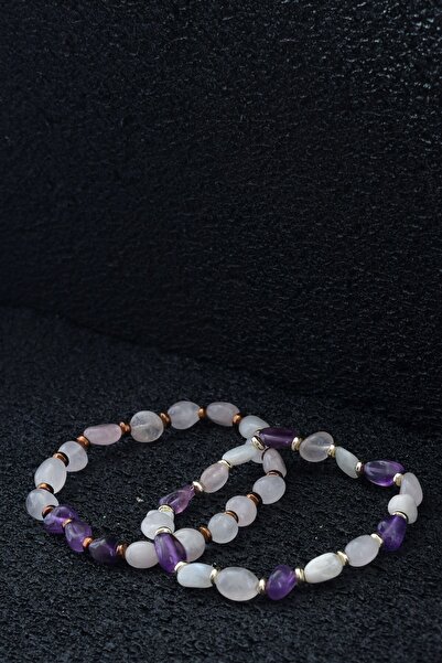 Ssilhoutte Doğaltaş الأناقة والقوة الداخلية - مجموعة أساور من الكوارتز الوردي...