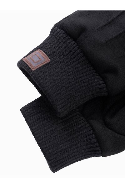 OMBRE Herrenhandschuhe aus Öko-Wildleder mit Rand - schwarz V1 OM-ACGL-0112 Einheitsgröße