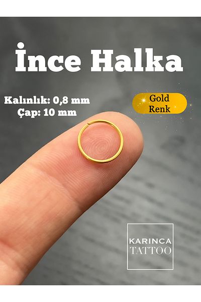 Karınca Piercing Gold Color Gold Surgical Steel Thin Full Ring Ear Nostriles Prolong Nose Piercing