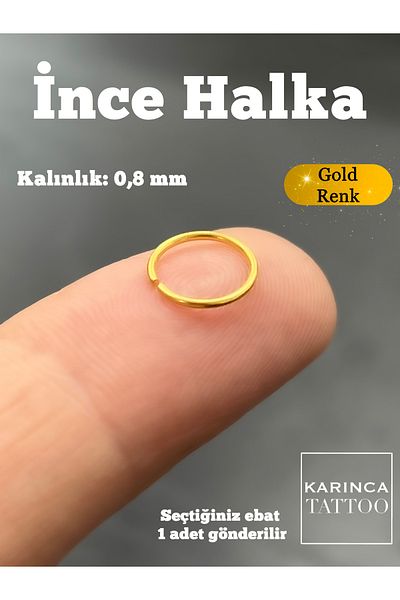 Karınca Piercing Gold Color Smiley Lip Piercing - Steel Thin Ring, Ear Septum and Rush Nose