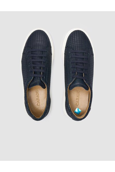 Cabani 100% Genuine Leather Navy Blue Women's Sneakers