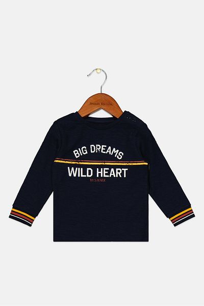 s.Oliver Toddlers Boy Crew Neck Printed Long Sleeve Tops, Navy Blue