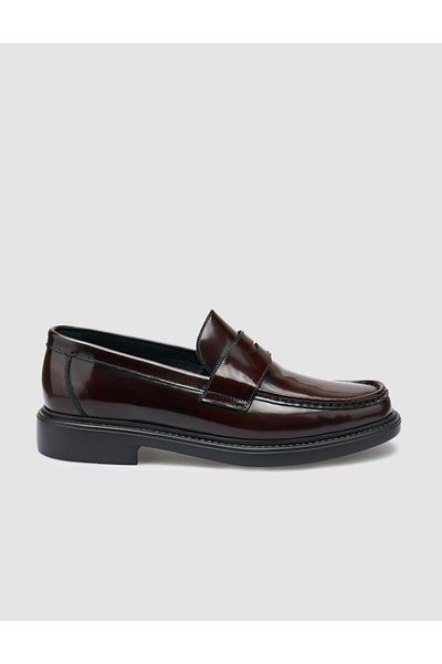 Cabani 100% Opening Genuine Leather Claret Red Men's Casual Shoes