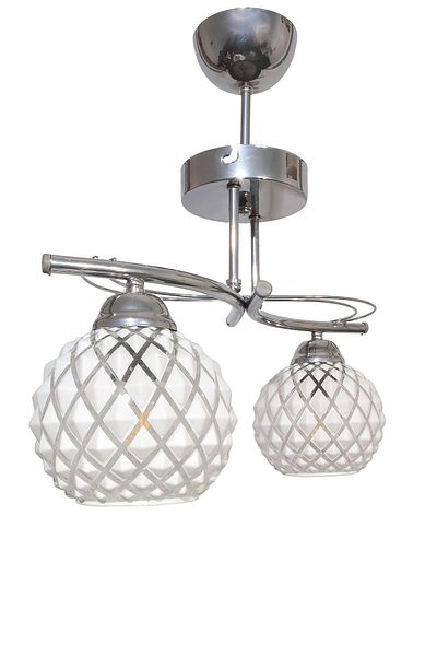 Fer Avize Rengin Modern Chrome Color 2-Piece Glass Chandelier Living Room - Kitchen - Bedroom