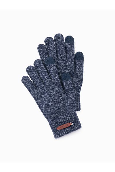 OMBRE Herren Strickhandschuhe mit Wolle - marineblau meliert V3 OM-ACGL-0110 Einheitsgröße