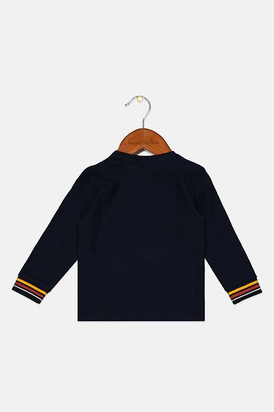 s.Oliver Toddlers Boy Crew Neck Printed Long Sleeve Tops, Navy Blue