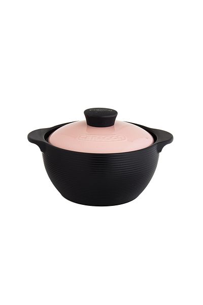 SAFA Ceramic Cooking Pot Gray With Pink 2.5 Litter