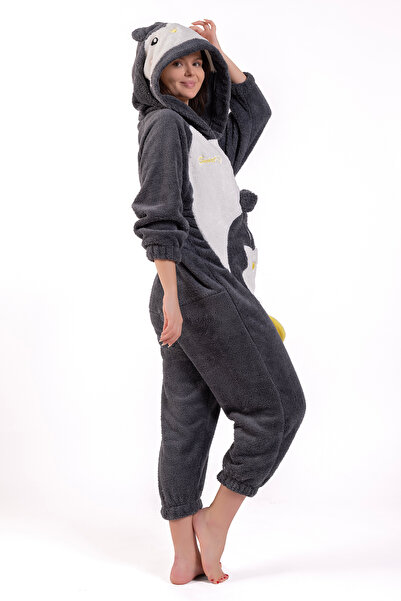 Ecrou Дамски гащеризон Welsoft с цип и апликация с птици в антрацит