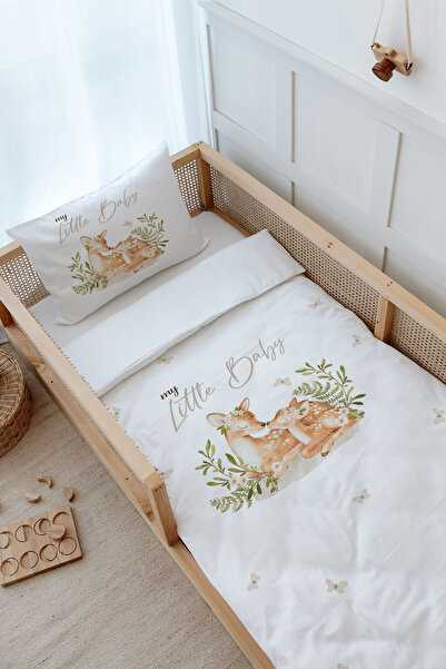 Tuğba Kuğu Montessori Nevresim Takımı (100x200) - For Baby Serisi - Mom and Baby Deer