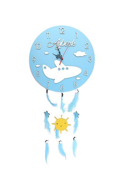 Lora Wedding 35cm Children and Baby Room Wooden Wall Clock with Relief Figures