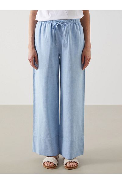LC Waikiki Pantaloni de damă în amestec de in cu talie elastică