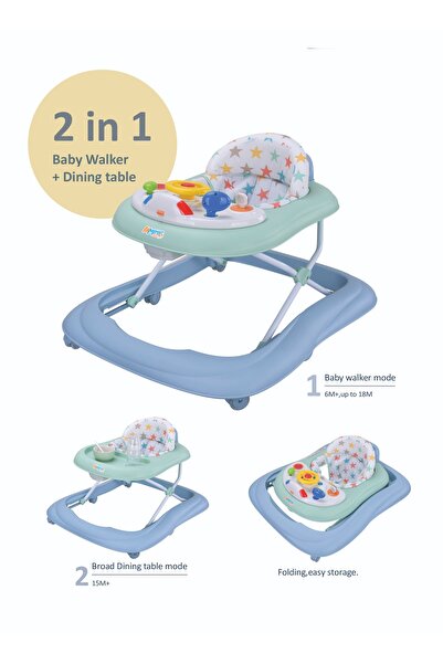 Fun Moment مشاية أطفال قابلة للطي مع مقعد مبطن ناعم، أزرق