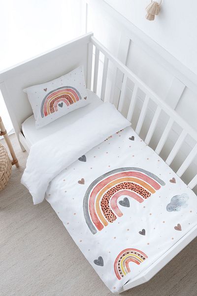 Tuğba Kuğu 100X150 Iconic Series Duvet Cover Set - Salmon Rainbow