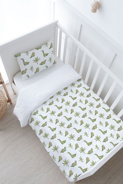 Tuğba Kuğu Green Iconic Series Baby Duvet Cover Set - (100X150) Dinosaurs