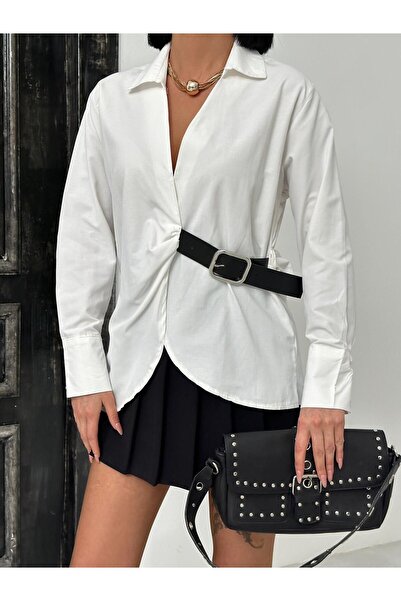 eBaa fashıon DERİ KEMER DETAYLI GÖMLEK