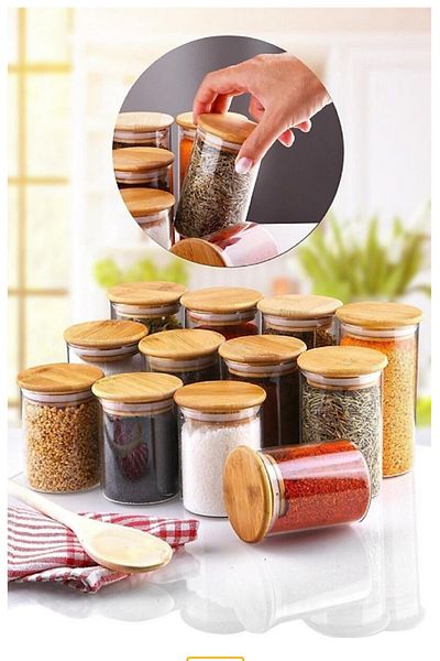 Romans 12-Piece Spice Rack Set with Bamboo Lid