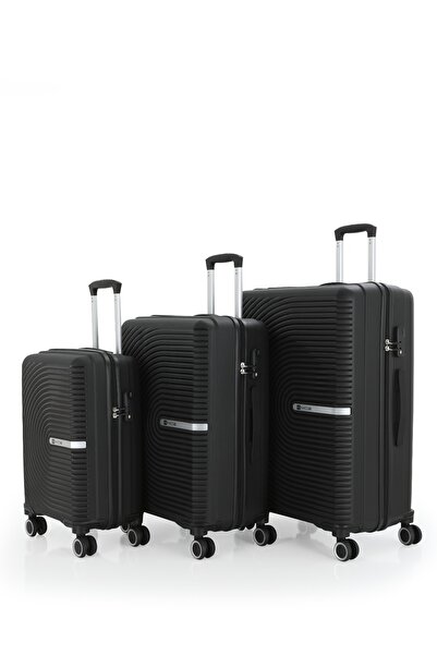 MÇS V374 SU MODEL POLIPROPILEN KASA 3'LÜ SET VALİZ (BÜYÜK+ORTA+KABİN)