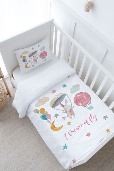 Tuğba Kuğu Iconic Series - Baby Size Duvet Cover Set, Parachute Rabbit (100X150)