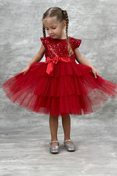 Tarz Çocuk Tutu Skirt Sequin Sequin Girl's Party Dress