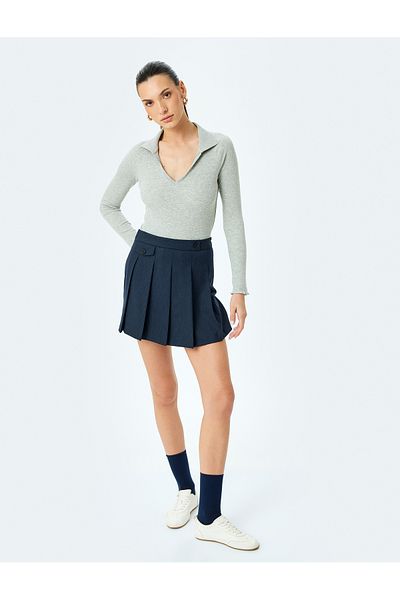 Koton Long Sleeve Ribbed Polo Neck T-Shirt