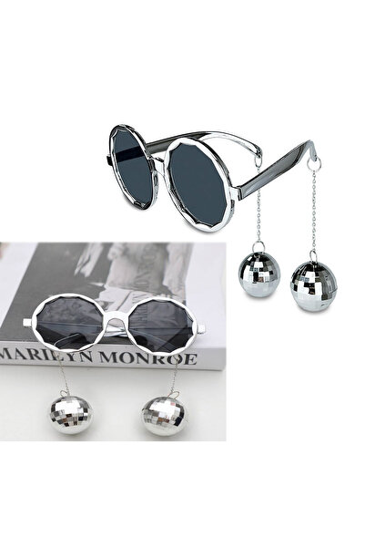 DOĞA PARTİ EVİ نظارات حفلات ديسكو بول مع أقراط فضية اللون