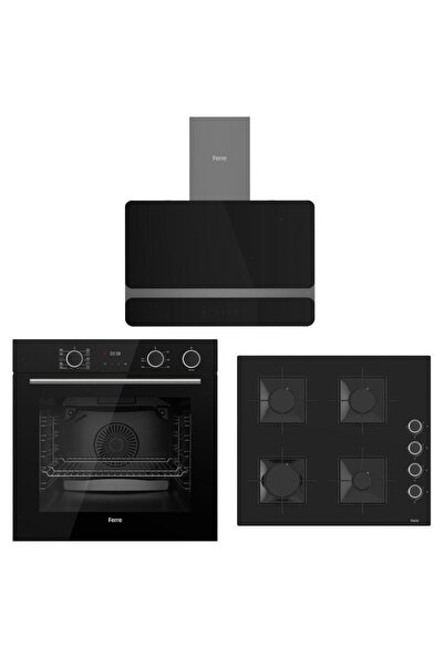 Ferre SteamART FRYART SİYAH SET ( D080 SİYAH DAVLUMBAZ-SS205 SİYAH OCAK- XE64CS FRYART SteamArt Siya