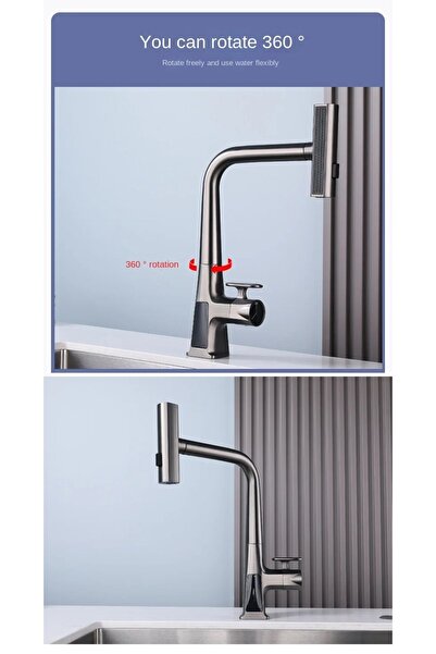 OEM Digital Kitchen Evyie - Imported Anthracite Faucet with Waterfall Fountain and Spiral