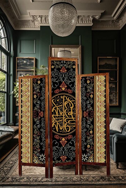 Modacanvas Masif Ahşap Kumas Asimetrik Paravan