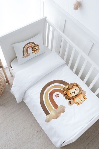 Tuğba Kuğu Vintage Lion Patterned Baby Duvet Cover Set - 100X150 Iconic Series