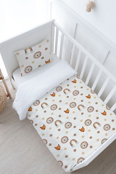 Tuğba Kuğu Vintage Lion and Rainbow Patterned Baby Bedding Set - Iconic Series (100X150)