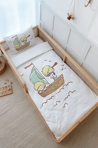 Tuğba Kuğu Pure Baby Montessori Duvet Cover Set - Cute Captain and Shipboy (100X200)