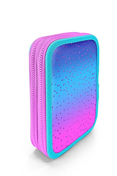 Coral High Kids Light Pink Blue Turtle Patterned Double Layer Pencil Bag 11134