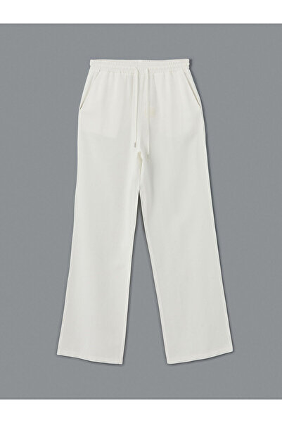 LC Waikiki Pantaloni de damă în amestec de in cu talie elastică