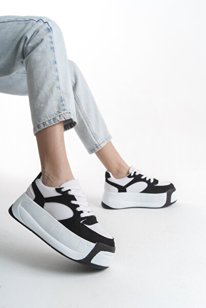 Limeo Cilt Bağcıklı Yandan Delikli Yüksek Platform Dolgu Taban Günlük Kadın S...