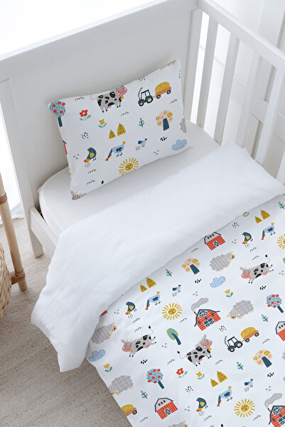 Tuğba Kuğu Bebek Boy Nevresim Takımı (100x150) - Iconic Serisi - Çiftlik Hayvanları