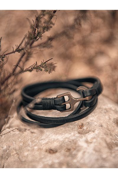 OMBRE Herrenarmband am Riemen - schwarz A205