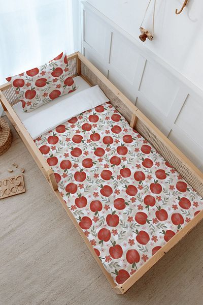 Tuğba Kuğu Montessori Duvet Cover Set (100X200) - Iconic Series - Red Apples