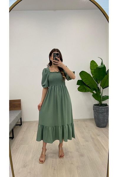 Nazline Women's Gipeli Short Sleeve Ayrobin Long Dress