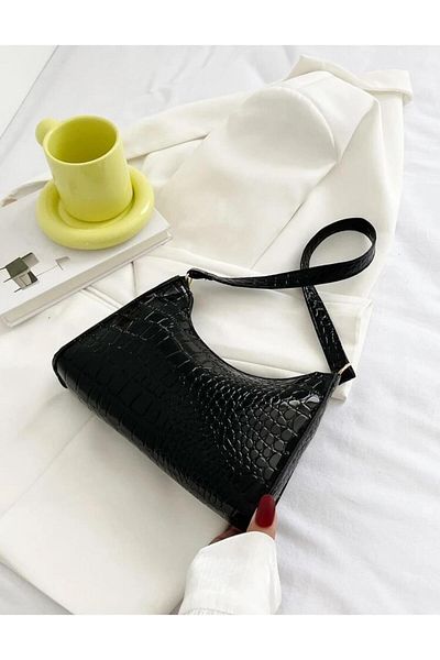 DEZ STORE Geantă baghetă cu model din piele de crocodil