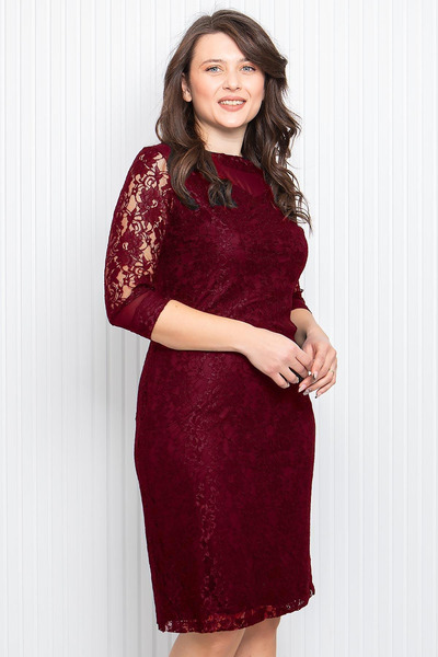 DENİMİNİ Lace Midi Length Slim Fit Plus Size Evening Dress Dnm3093