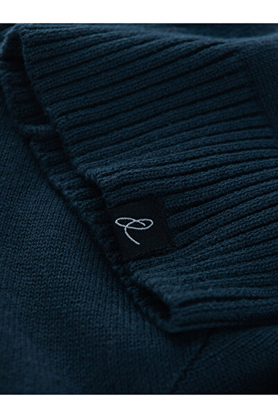 OMBRE Pánská zimní čepice z bavlněného úpletu - tmavě modrá V4 OM-ACWH-0124